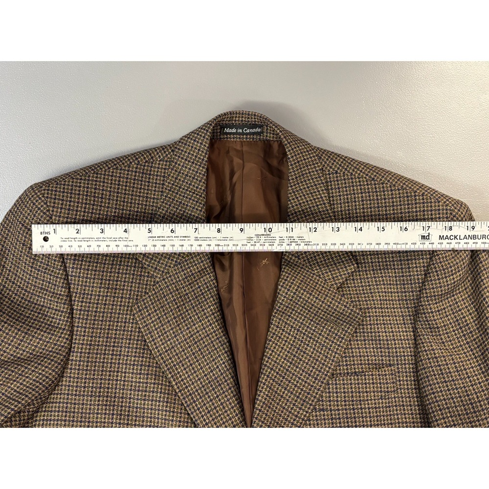 Yves Saint Laurent Blazer Jacket Mens Brown Houndstooth‎ Wool Blend Pockets - Picture 13 of 16